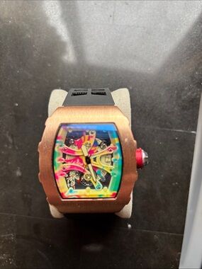 Multicolor Mechanical Dial Sports Watch - Black Strap